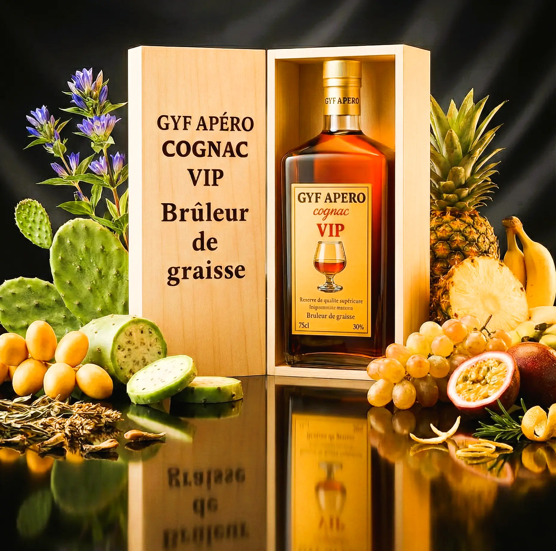 Bouteille et verre de GYF APÉRO COGNAC VIP